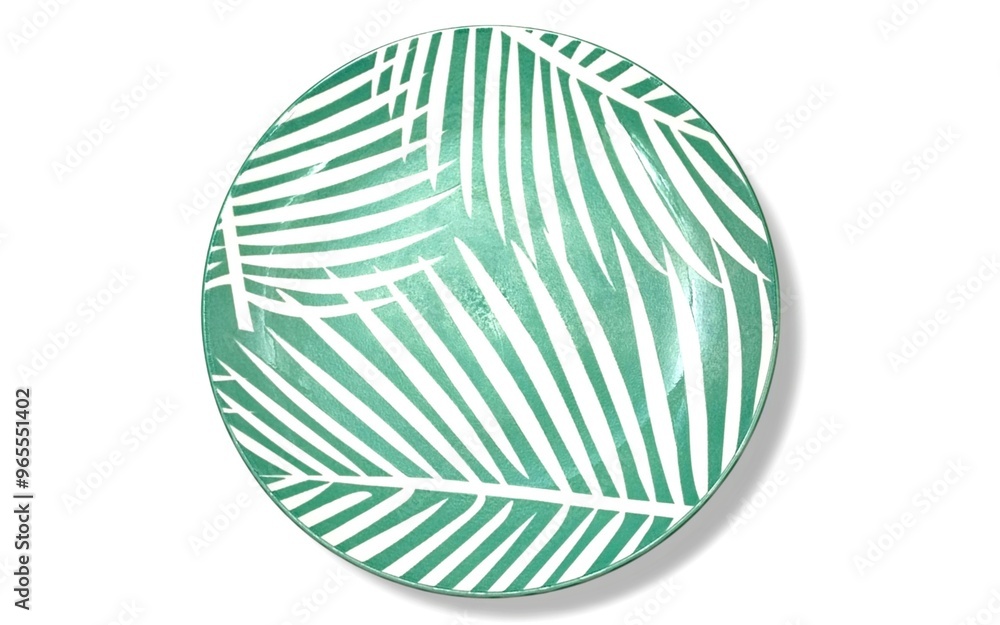 Top view of a ceramic plate featuring beautiful floral designs, isolated on white background. Top view of a ceramic plate featuring beautiful floral designs, isolated on white background.