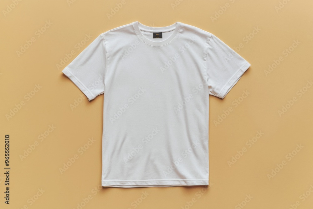 Simple Tshirt Flatlay mockup in beige background created with generative AI Simple Tshirt Flatlay mockup in beige background created with generative AI