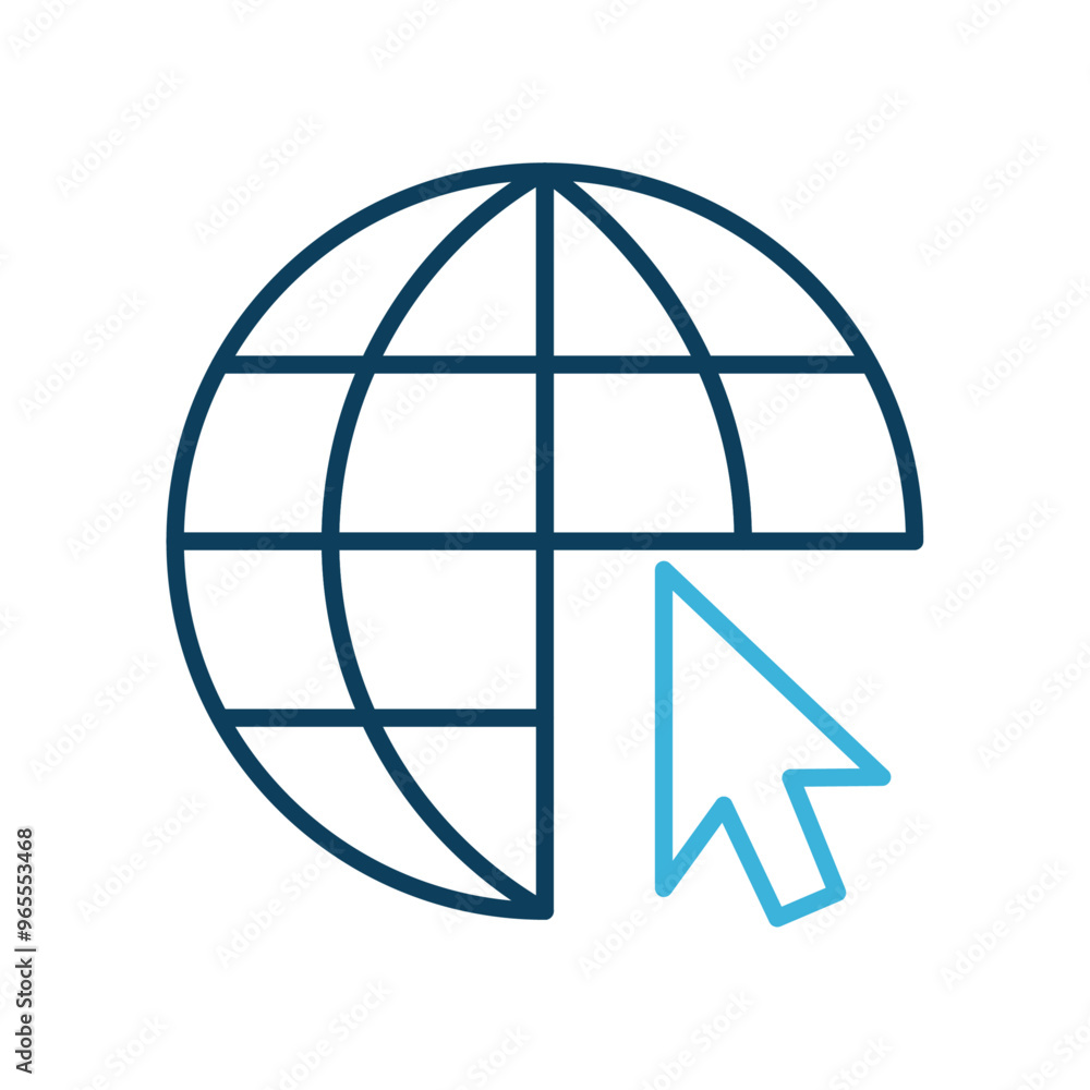 Web icon with mouse cursor for cyberspace and global communication symbol Web icon with mouse cursor for cyberspace and global communication symbol