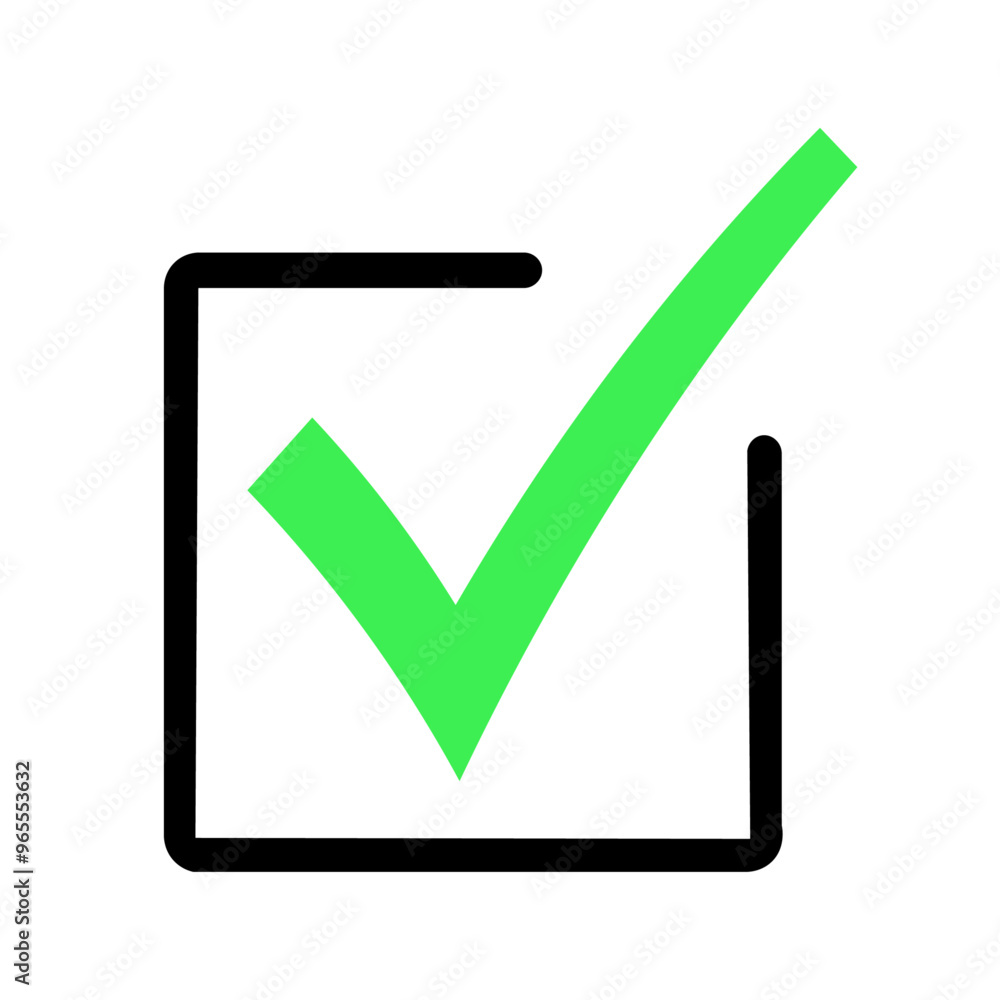 Check mark with box for approved and verify symbol Check mark with box for approved and verify symbol