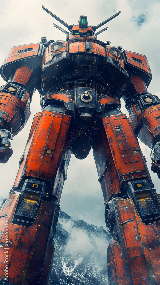In the Japanese tokusatsu style of the Showa period, present the image of a huge robot In the Japanese tokusatsu style of the Showa period, present the image of a huge robot