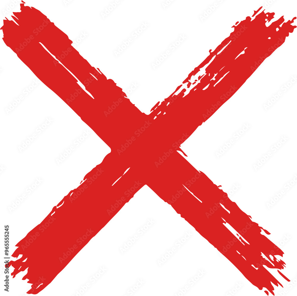 Obraz premium Red cross mark sign with brush texture.