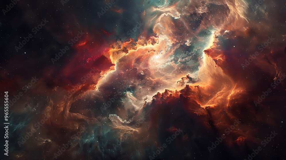 Celestial nebula with vibrant colors and swirling gas clouds for showcasing cosmic beauty interstellar mystery and the vastness of space in astronomical exploration concept. Celestial nebula with vibrant colors and swirling gas clouds for showcasing cosmic beauty interstellar mystery and the vastness of space in astronomical exploration concept.