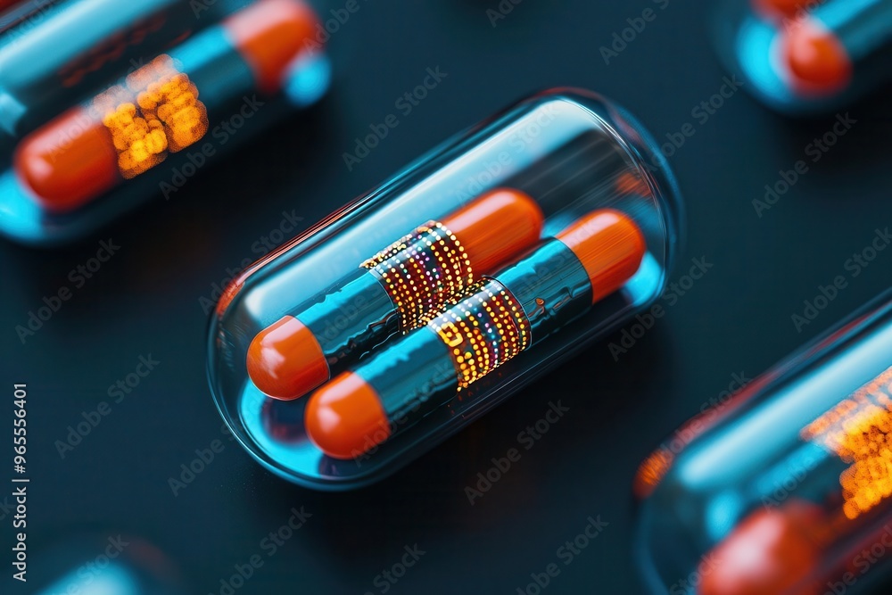 Smart pills that monitor health metrics as they dissolve inside the body, sending data to a health app, smart pill technology, medical innovation in diagnostics Smart pills that monitor health metrics as they dissolve inside the body, sending data to a health app, smart pill technology, medical innovation in diagnostics