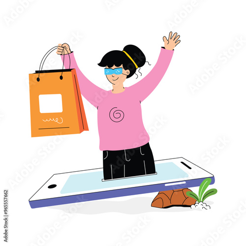 Online order receiving, online delivery flat vector illustration in trendy style
