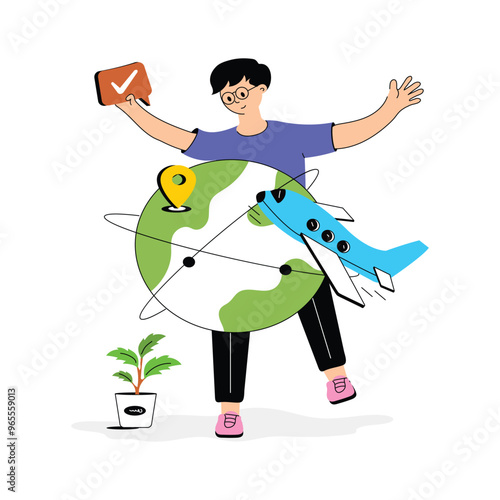 Worldwide delivery character illustration in modern style
