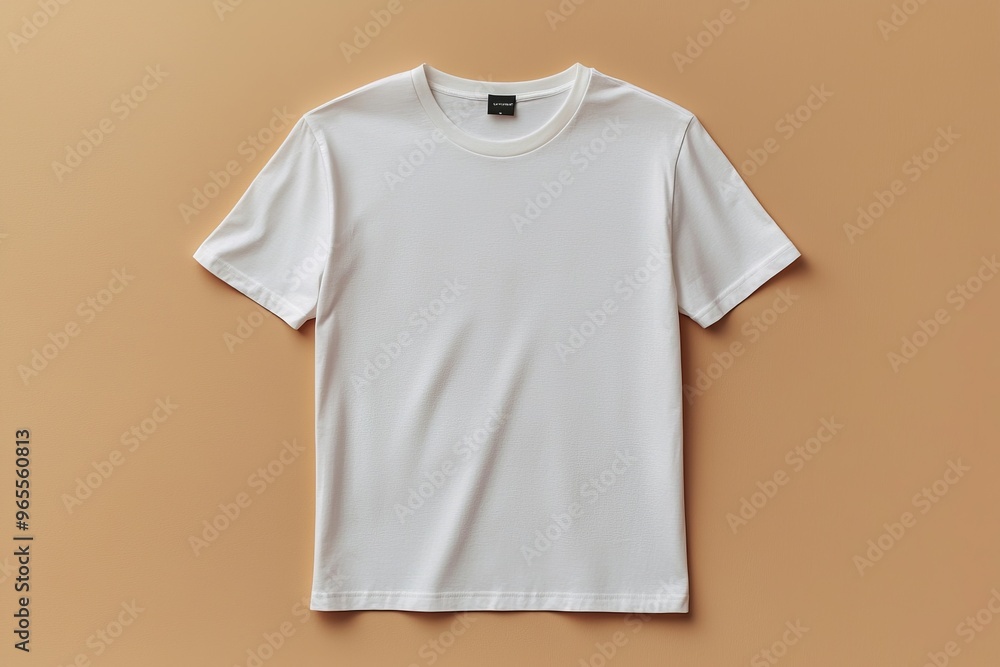 Simple Tshirt Flatlay mockup in beige background created with generative AI Simple Tshirt Flatlay mockup in beige background created with generative AI