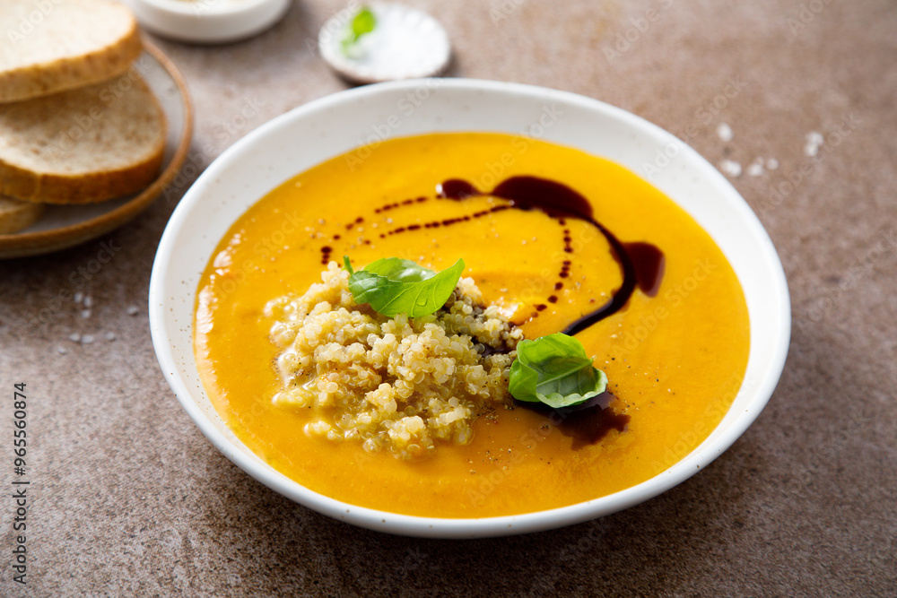 Homemade pumpkin soup with quinoa Homemade pumpkin soup with quinoa