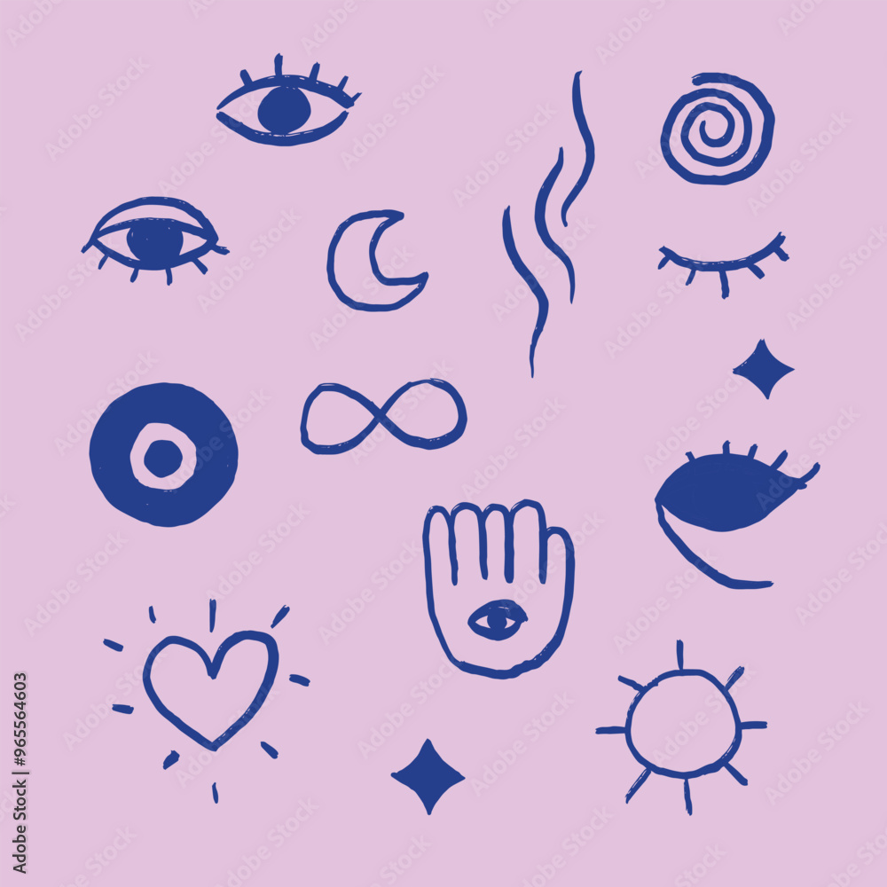 Fototapeta premium Oeil, mystique, encens, esprit, spirituel, Art & Illustration, dessin, vectoriel, illustrator, eps