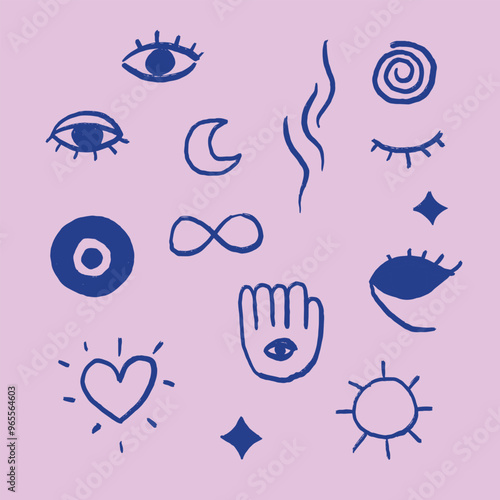 Oeil, mystique, encens, esprit, spirituel, Art & Illustration, dessin, vectoriel, illustrator, eps