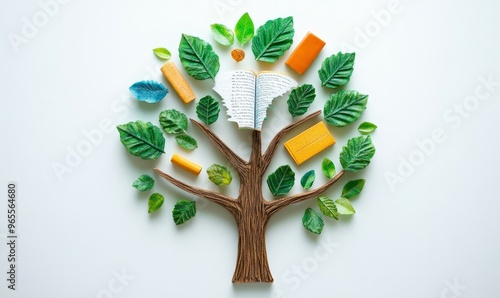 Abstract tree of knowledge with branches representing different fields of study and expertise, symbolizing the diversity and breadth of education. Knowledge tree, Generative AI