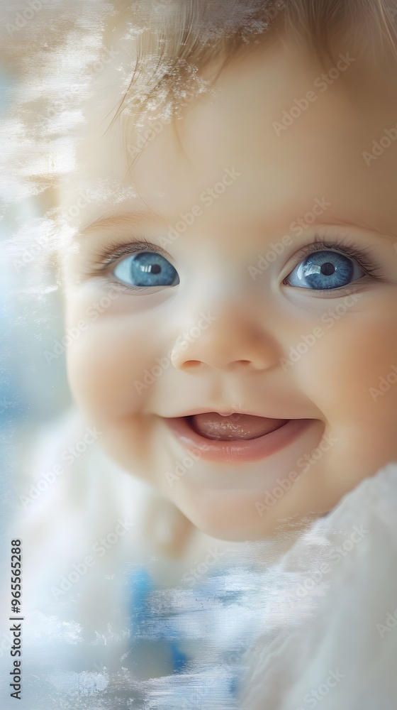 Close-up Portrait of a Baby with Blue Eyes and a Wide Smile Close-up Portrait of a Baby with Blue Eyes and a Wide Smile