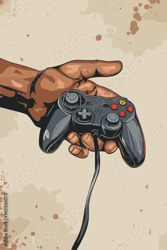 Gamer Refusing Video Game Joystick Offered by Seller's Hand, Overcoming Gaming Addiction and Setting Limits