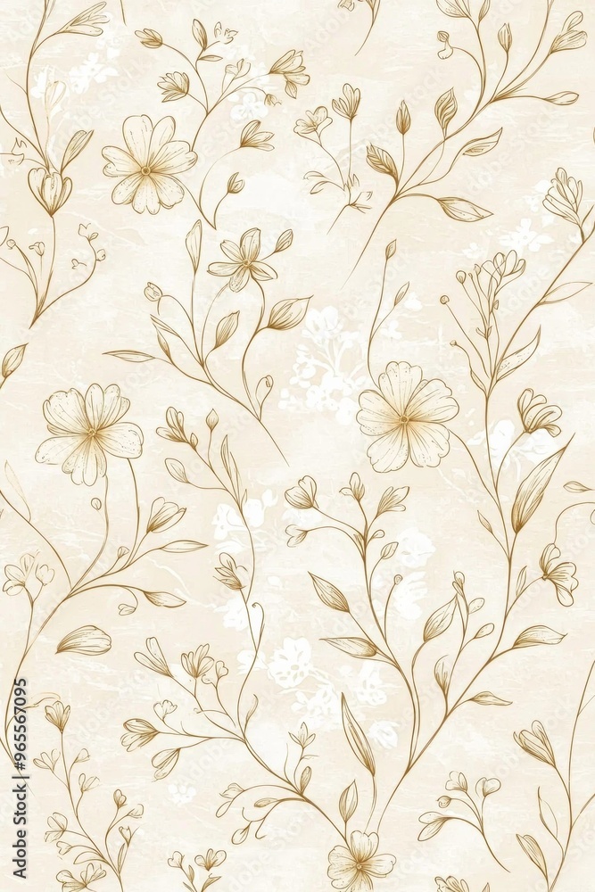 A creamy beige background with delicate, hand-drawn floral patterns in a soft gold for a refined, elegant touch. A creamy beige background with delicate, hand-drawn floral patterns in a soft gold for a refined, elegant touch.