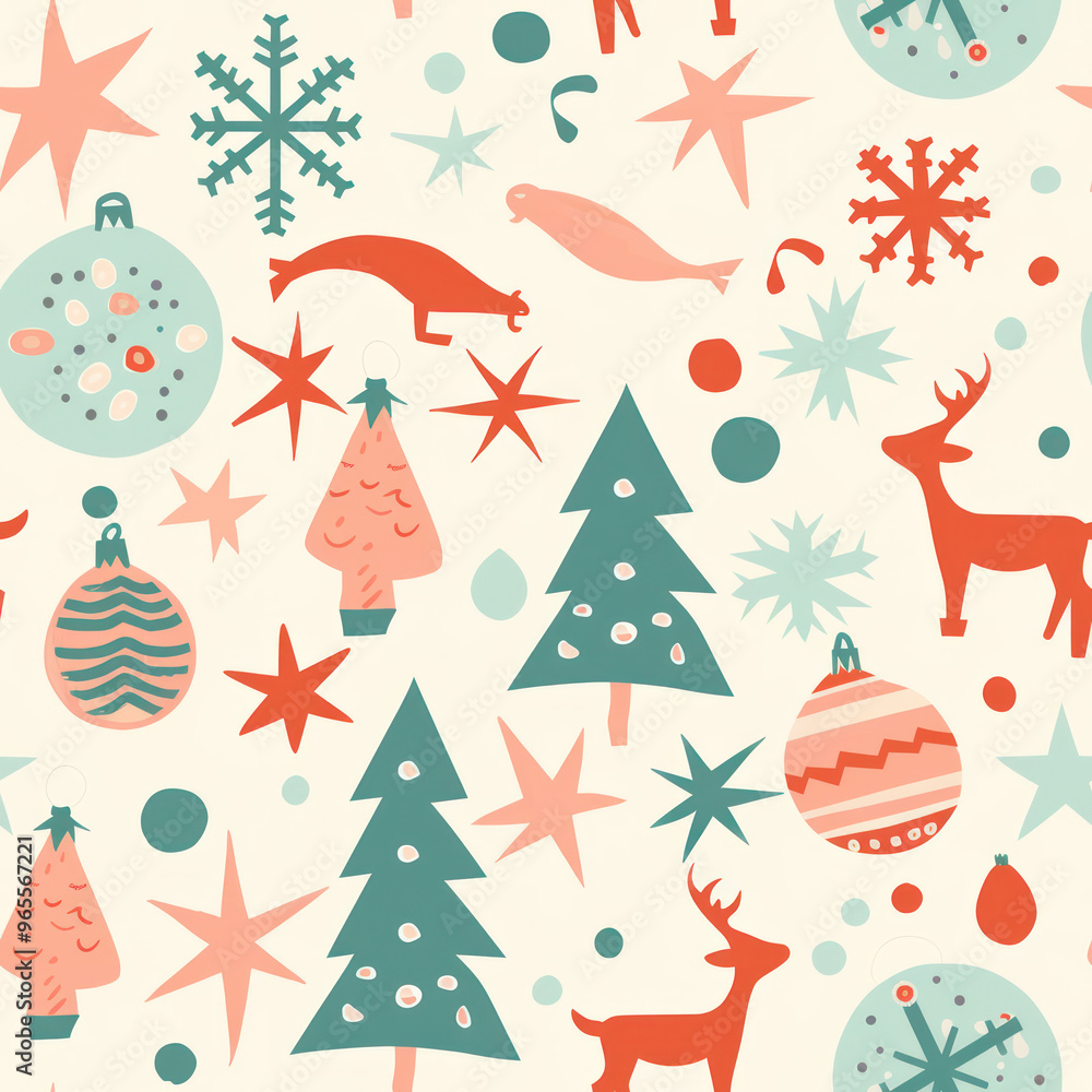 seamless christmas animal pattern By Generated AI seamless christmas animal pattern By Generated AI