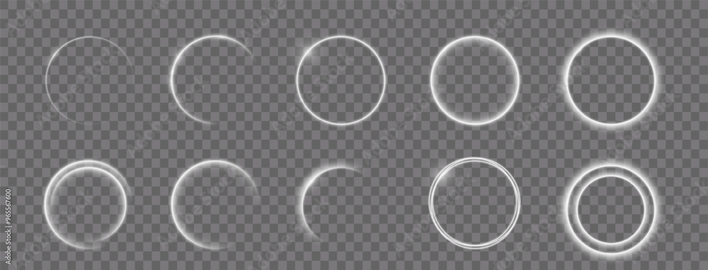 Light circle white swirl. Curved white line light effect. Darkening of the moon. Flash vector semicircle and spark light effect. Podium, radial platform.