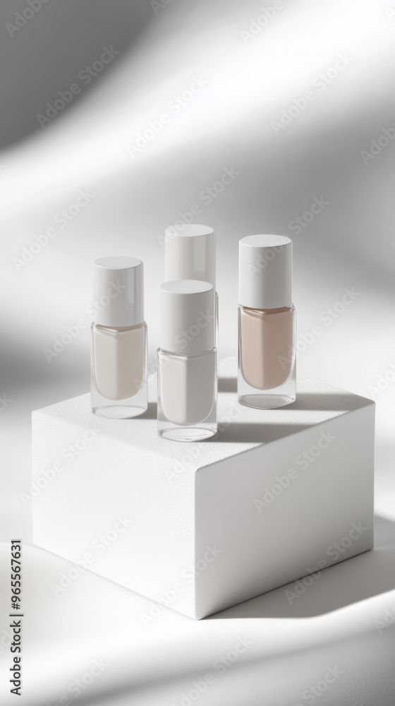 Set of Neutral Nail Polish Bottles on Display Set of Neutral Nail Polish Bottles on Display