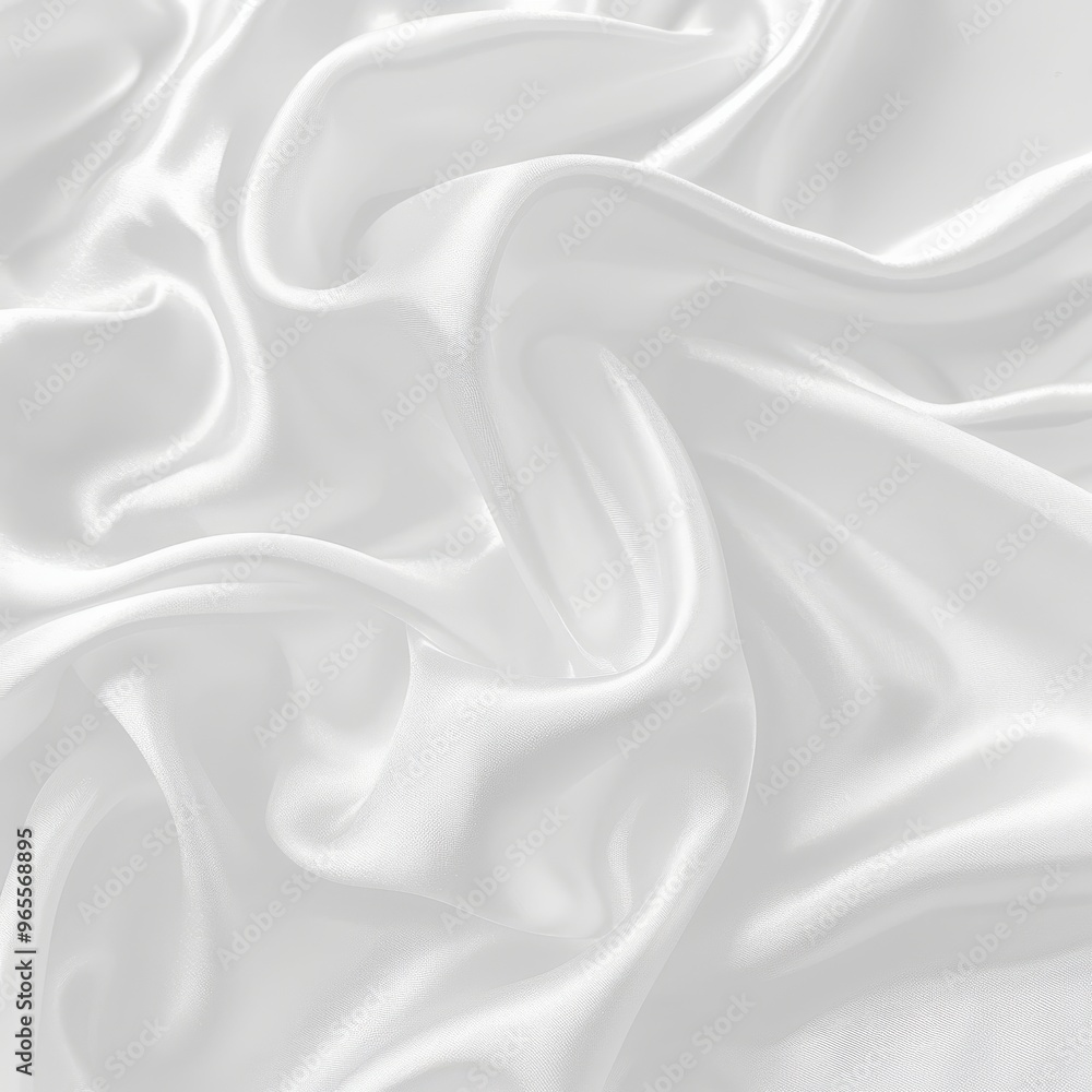 Obraz premium Abstract White Satin Fabric Background, Smooth Elegant, Luxury Cloth Texture, Wavy Folded Silk