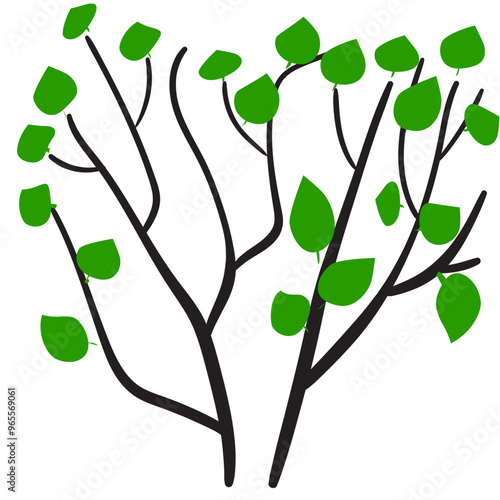 Sketch hatched leaves and twigs collection. Scribble dry branches, handdrawn sketchy plant elements