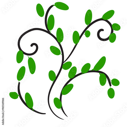 Sketch hatched leaves and twigs collection. Scribble dry branches, handdrawn sketchy plant elements