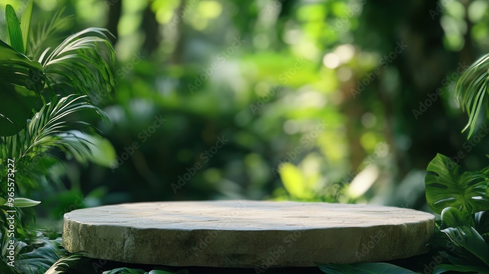 Wooden Platform in a Lush Green Jungle Wooden Platform in a Lush Green Jungle