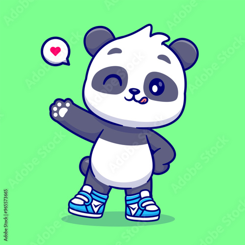 Cute Panda Wearing Shoes And Waving Hand Cartoon Vector
Icon Illustration. Animal Nature Icon Concept Isolated
Premium Vector. Flat Cartoon Style