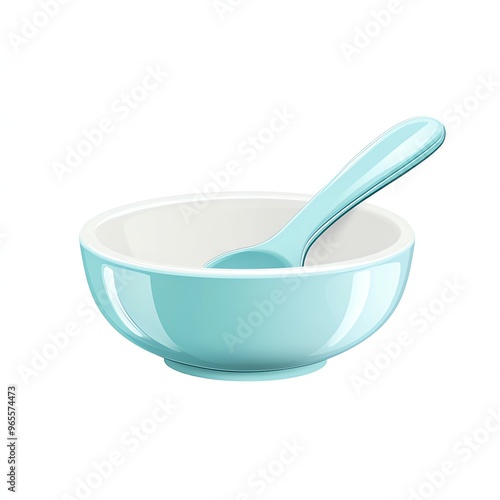 Cartoon Flat Design of a Baby Food Bowl Isolated on a Solid White Background with a Clean and Simple Look for New Beautiful Stock Image Illustration AI