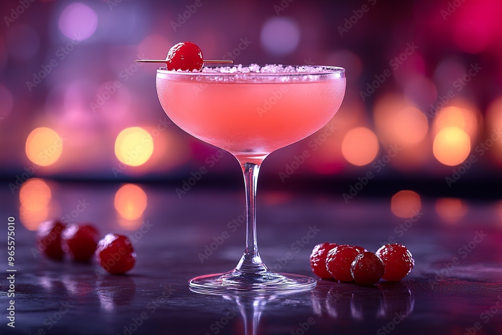 A stylish modern cocktail with a creative garnish and a vibrant color served in a sleek glass A stylish modern cocktail with a creative garnish and a vibrant color served in a sleek glass
