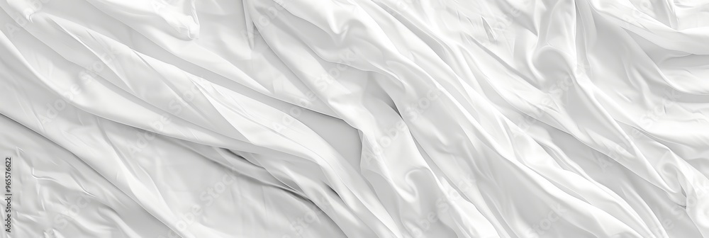 Obraz premium Flowing White Fabric Waves, Abstract Texture Background With Soft Folds And Gentle Curves
