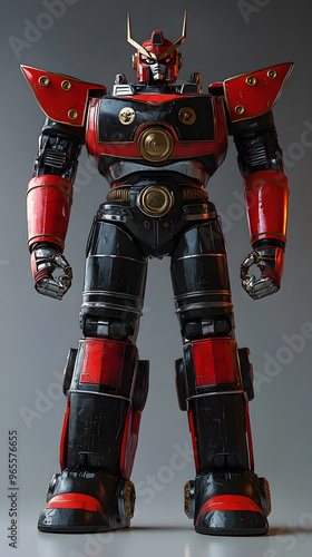 In the Japanese tokusatsu style of the Showa period, present the image of a huge robot photo