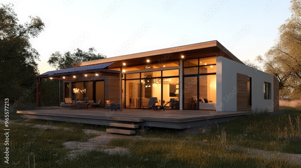Imagine a contemporary home with an eco-friendly design, featuring solar panels and sustainable materials. Imagine a contemporary home with an eco-friendly design, featuring solar panels and sustainable materials.