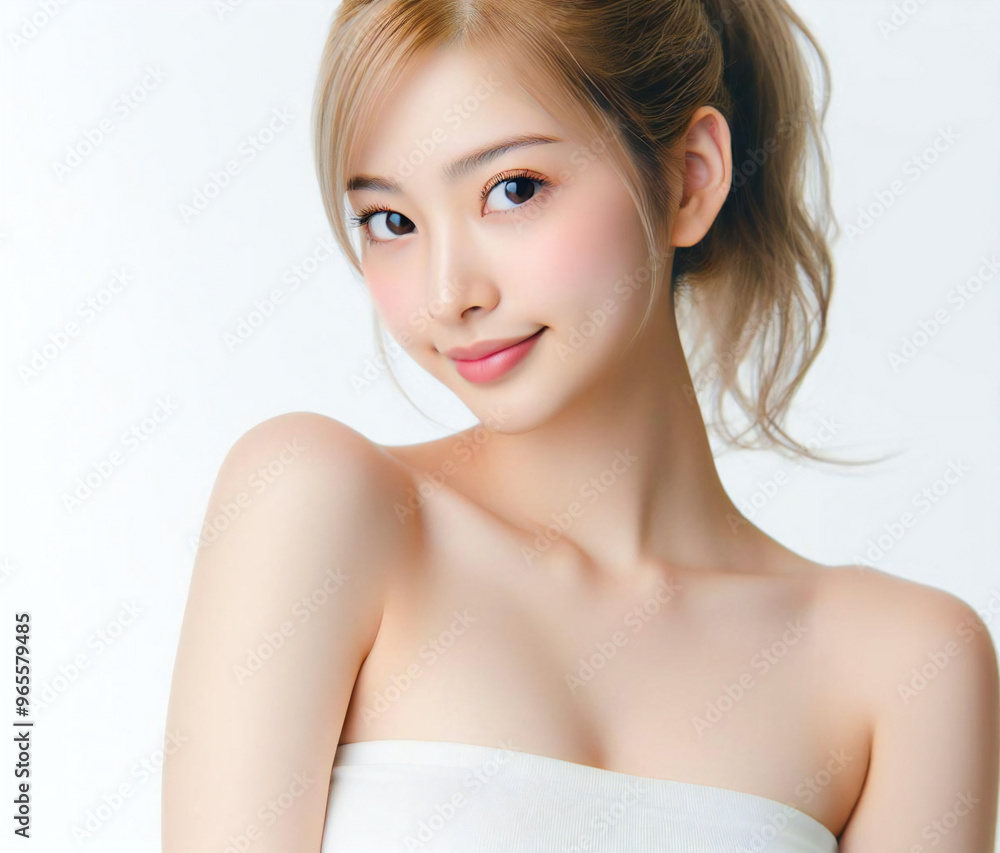 白いチューブトップの美女 白いチューブトップの美女