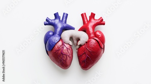 Symmetry in the Structure of the Heart, Analyze the symmetrical design of the heart, focusing on how the left and right atria and ventricles work together to pump blood to the body and lungs photo