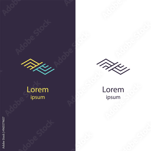 Minimalistisch en modern logo met lijnvormen en een abstracte uitstraling. Perfect voor bedrijven in branding, architectuur of technologie.