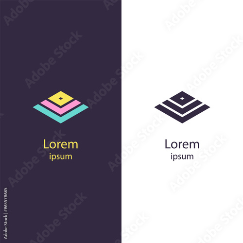 An abstract logo featuring layered and symmetrical shapes, suitable for businesses in technology, consulting, or design sectors.