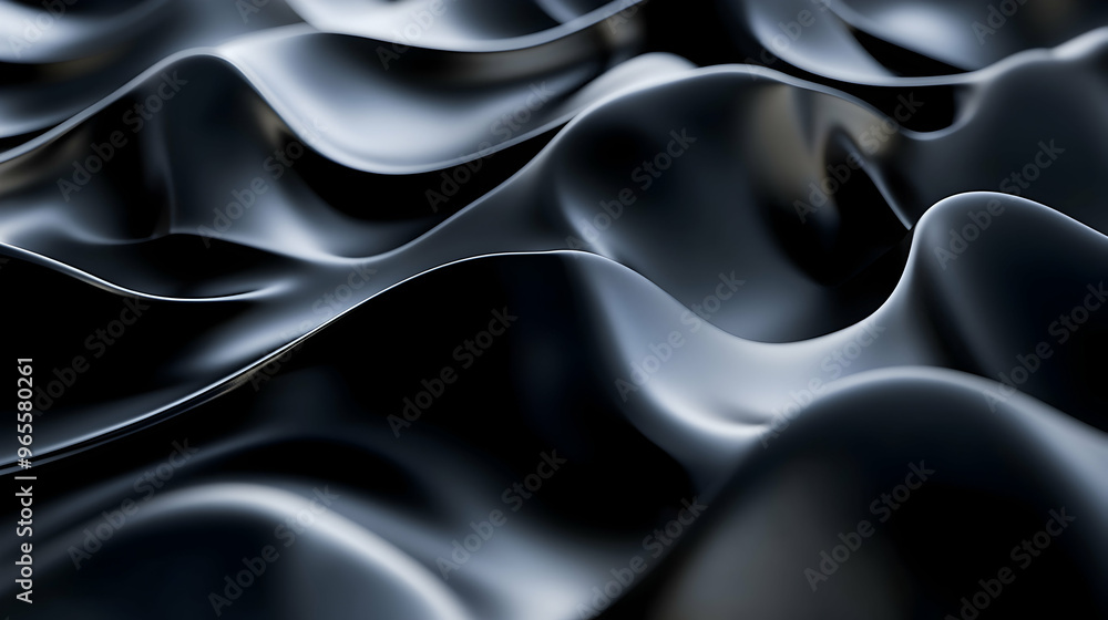 3D black wavy shapes forming a dramatic abstract composition 3D black wavy shapes forming a dramatic abstract composition