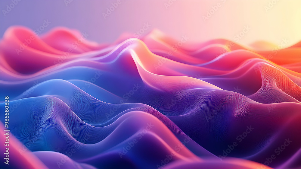 Obraz premium Dynamic abstract design formed flowing 3D gradient waves.