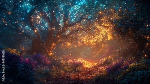 Enchanted Forest Path: A Journey Through Glowing Trees and Magic