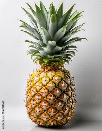 A fresh pineapple fruit on a white background