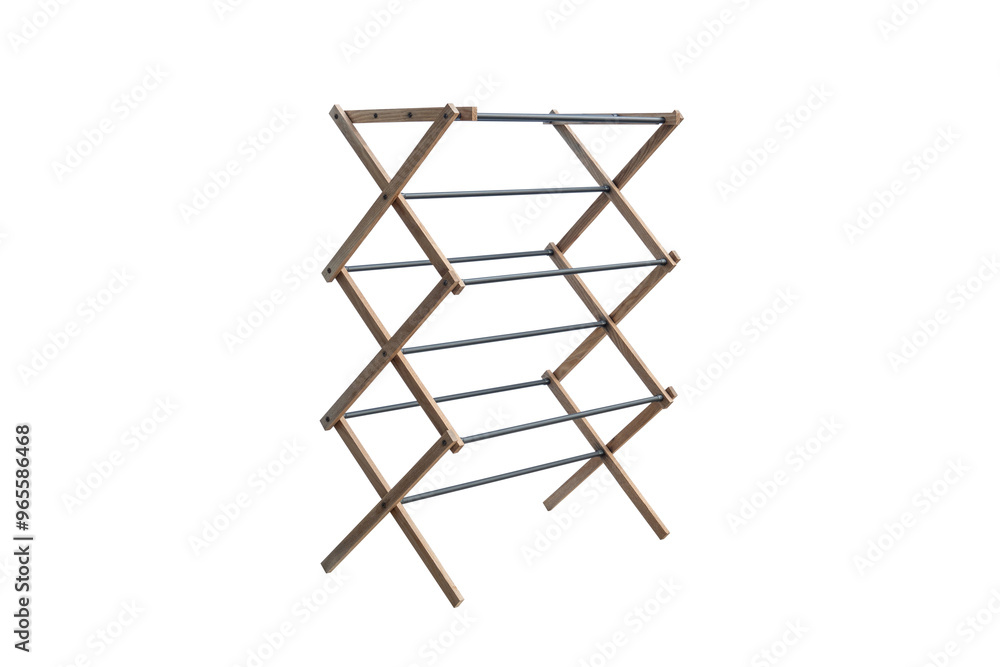 folding wooden clothes dryer isolated on white background