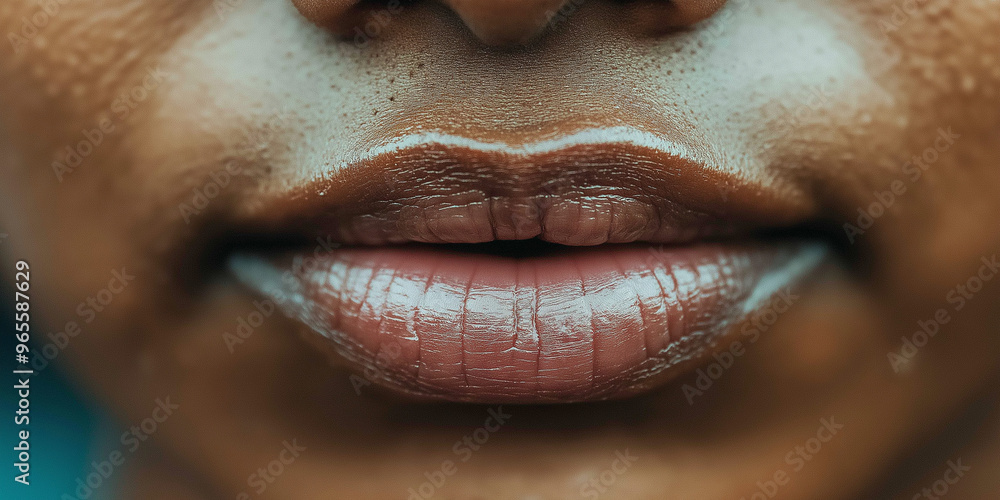 Close-up of textured lips of an African woman, natural beauty concept Close-up of textured lips of an African woman, natural beauty concept