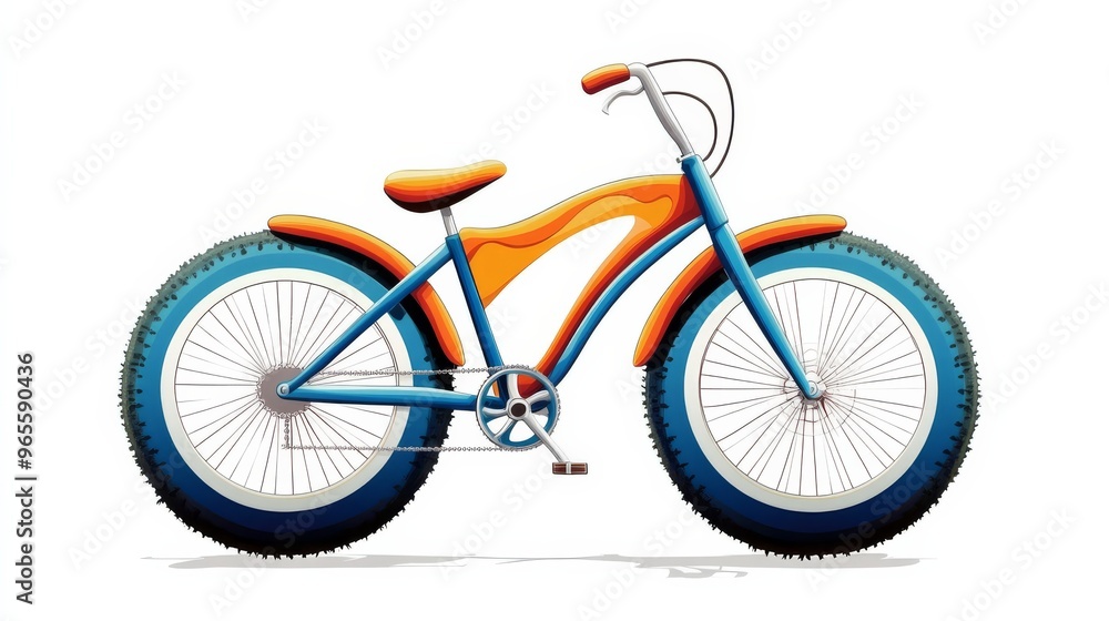 Fototapeta premium Orange and Blue Fat Tire Bicycle.
