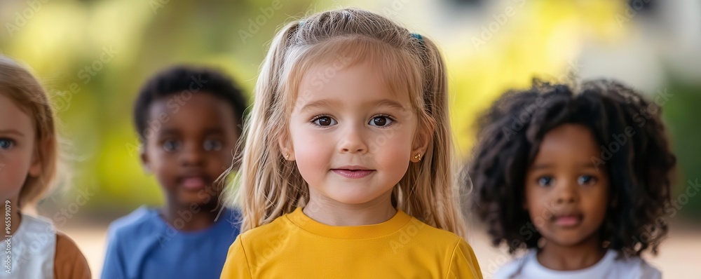 A diverse group of children playing together in a schoolyard on a sunny day A diverse group of children playing together in a schoolyard on a sunny day