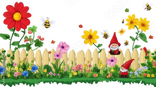 Gnomes in a Flower Garden.