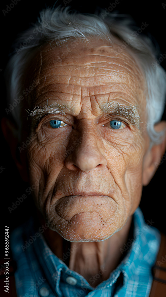 Photo Face Portrait Old Man Wearing Denim Photo Face Portrait Old Man Wearing Denim