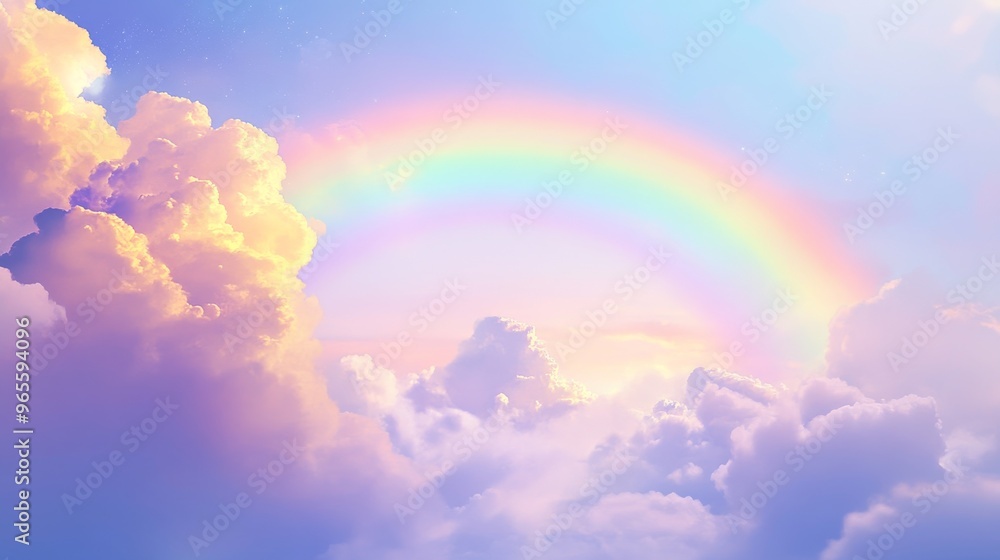 Pastel Rainbow Over Clouds. Pastel Rainbow Over Clouds.