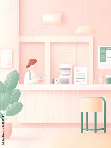 Welcoming Mammogram Clinic with Supportive Flyers and Cozy Interior Design