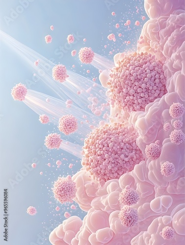 Vibrant Microscopic Cancer Cell Radiation Therapy Abstract