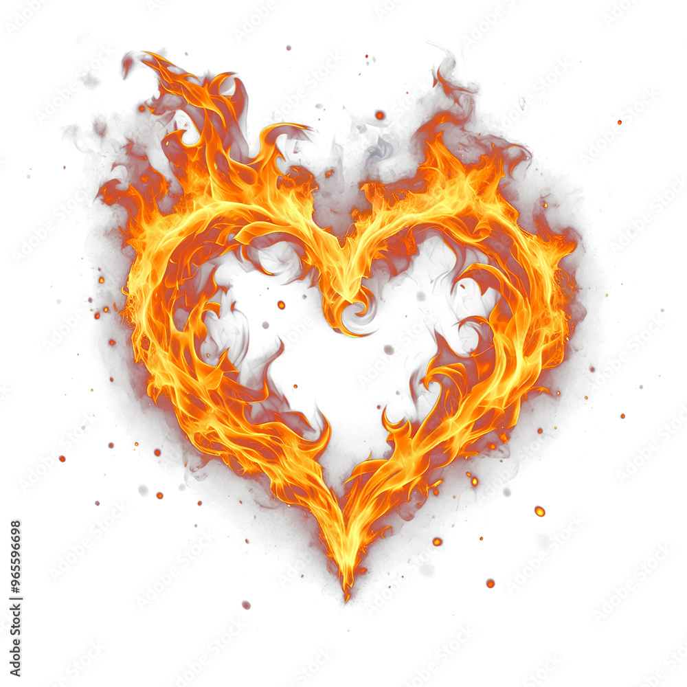 Fire heart frame burn clipart transparent background cutout png