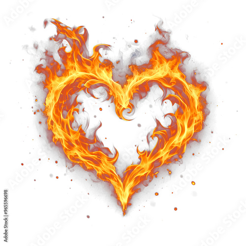 Obraz na płótnie Fire heart frame burn clipart transparent background cutout png w salonie